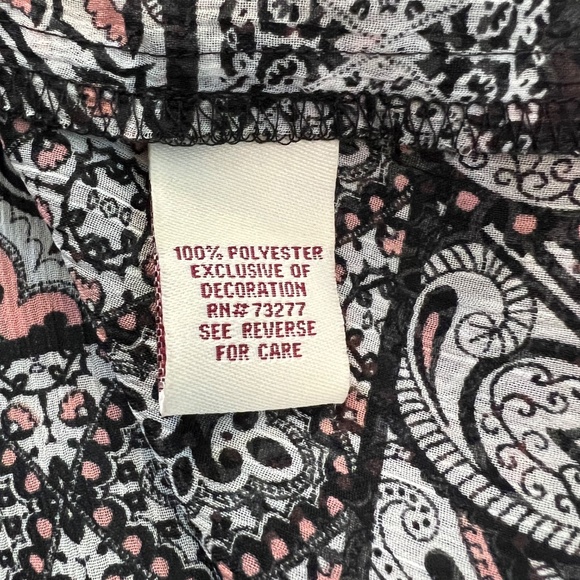 🖤💗 EUC MUDD Boho Black, Pink & White Hi-Low Button Front Top | Sz XL - Picture 6 of 7